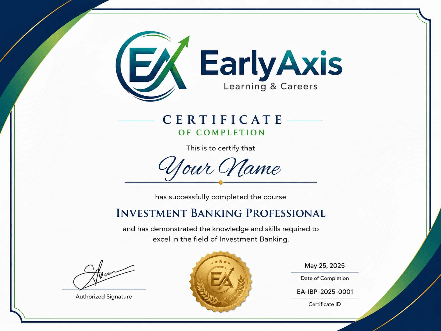 EarlyAxis Investment Banking Professional Certificate